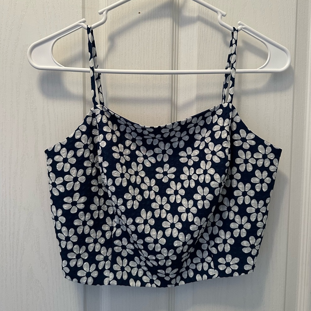 Sugarlips Navy Blue Floral Cropped Cami